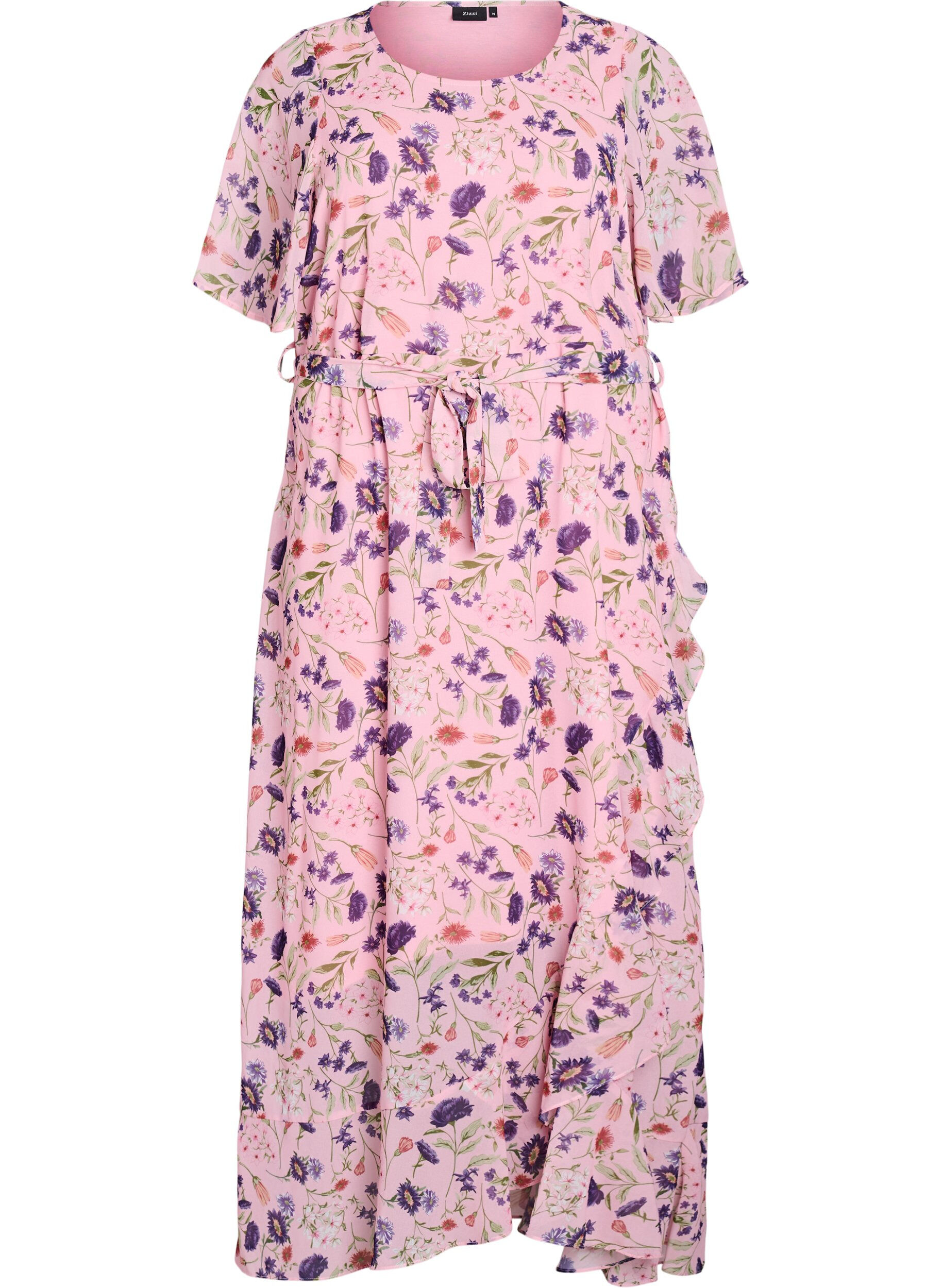 Zizzifashion Long dress with batwing sleeves and floral print, Rose Flower AOP, Packshot image number 0