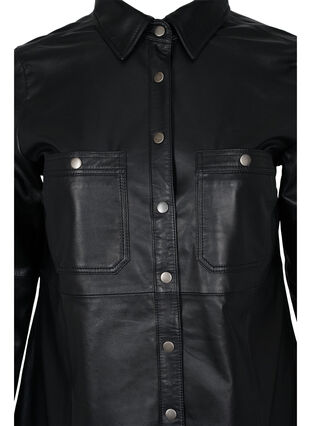 Leather shirt with buttons, Black, Packshot image number 2