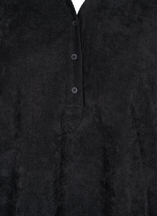 Velvet dress with 3/4-length sleeves and buttons, Black, Packshot image number 2
