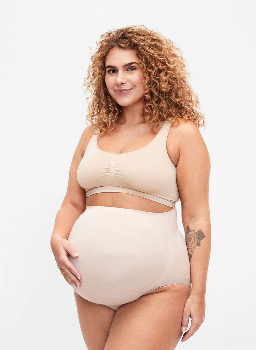 Seamless maternity panties, Beige, Model image number 0