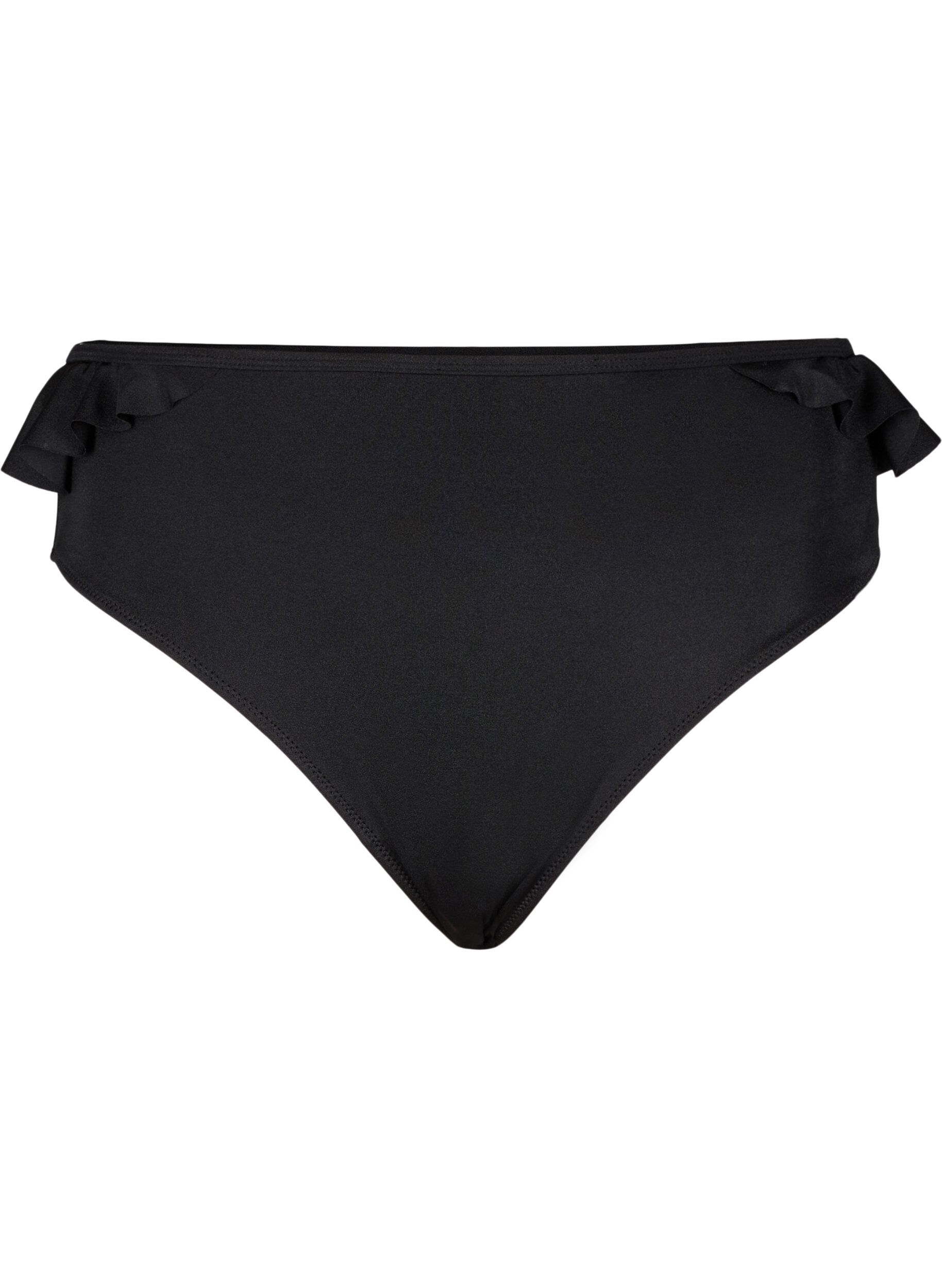 Zizzifashion Bikini briefs with ruffles, Black, Packshot image number 0