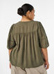 Viscose blouse with pintucks and balloon effect, Green, Model image number 2