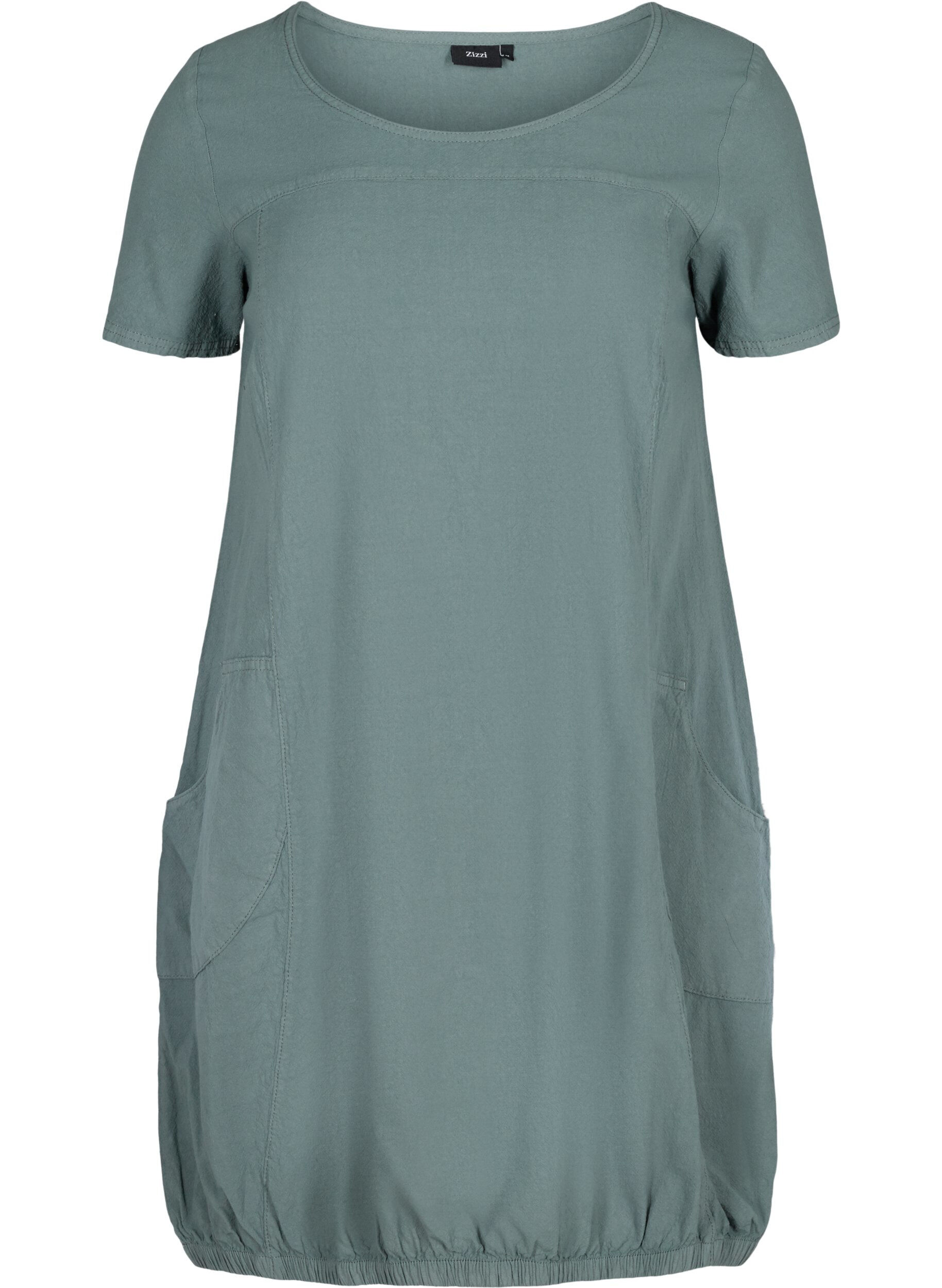 ZizzifashionShort-sleeved cotton dress, Green, Packshot image number 0