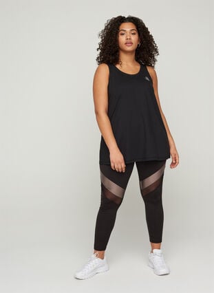 Plain-coloured sports top with round neck, Black, Model image number 2