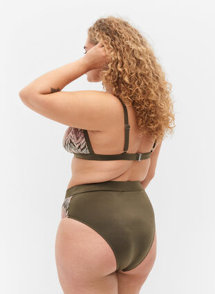 Patterned bikini tai bottoms with a high waist, Beech AOP, Model image number 1