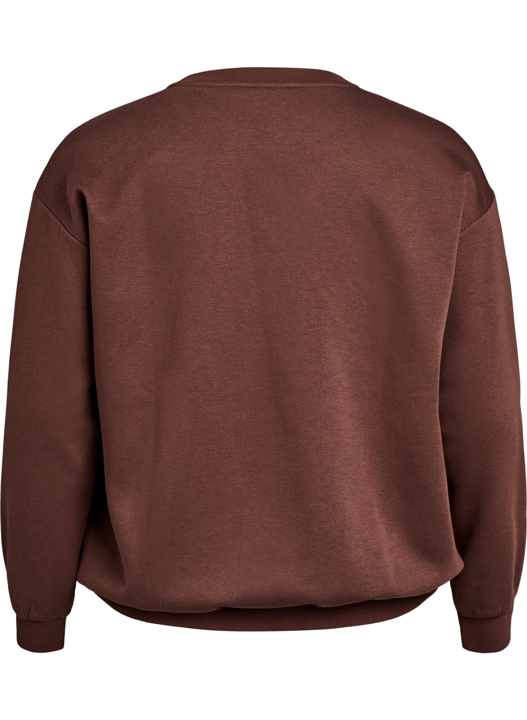 Zizzifashion Sweatshirt with embroidered text, Brown, Packshot image number 1