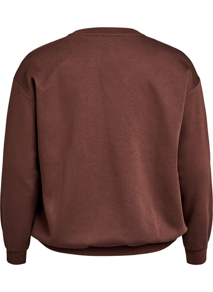 Sweatshirt with embroidered text, Brown, Packshot image number 1