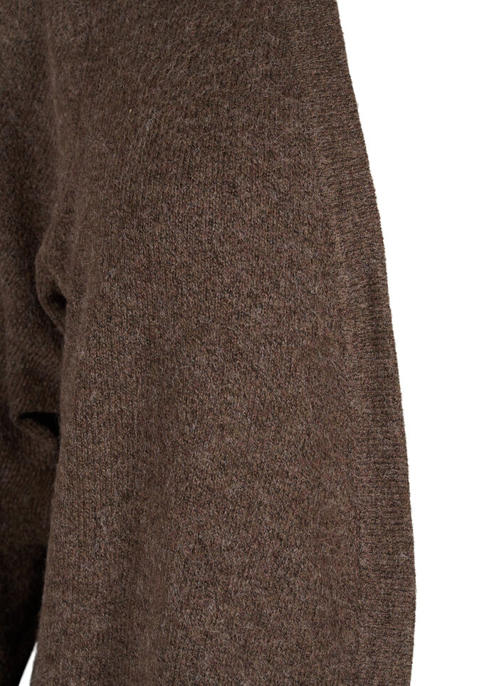Ribbed Knit Cardigan with Pockets, Brown, Packshot image number 2