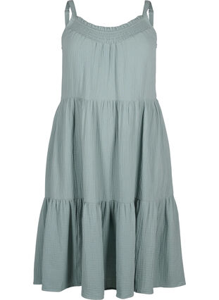 Plain cotton strap dress, Chinois Green, Packshot image number 0