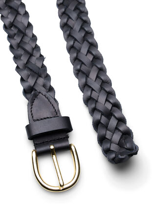 Braided leather belt, Black, Packshot image number 1