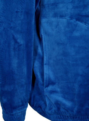 Velour cardigan with zipper and hood, Monaco Blue, Packshot image number 3