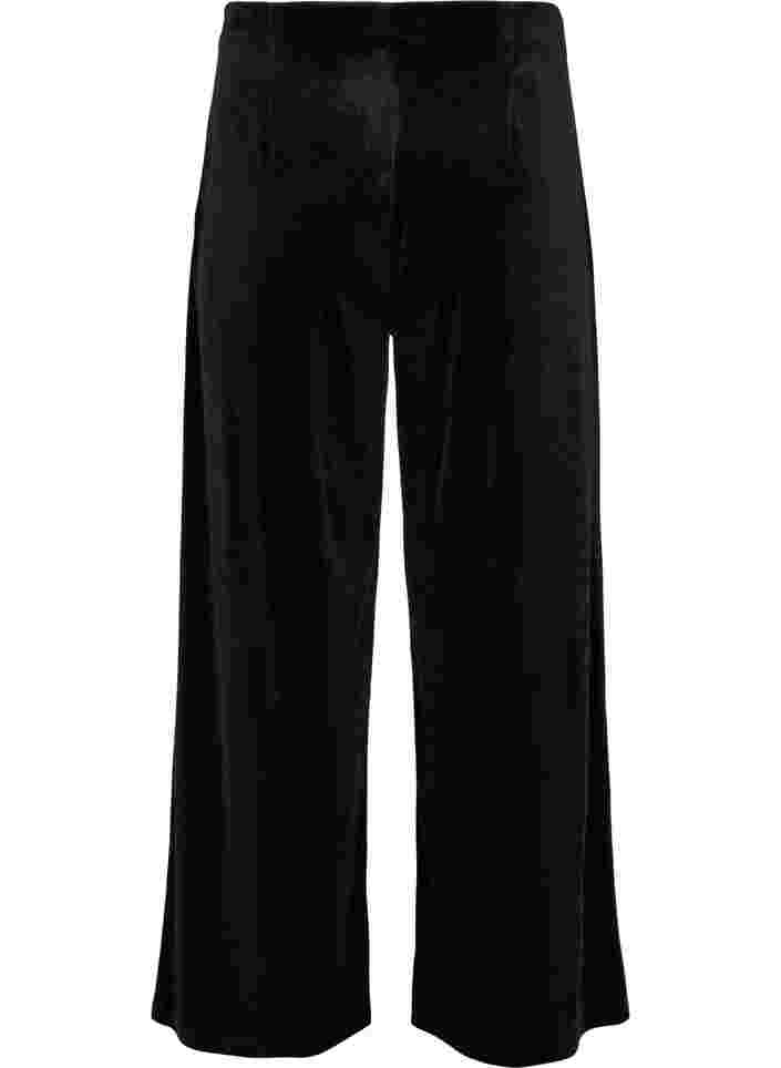 Wide leg velvet trousers, Black, Packshot image number 1