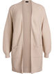 Long rib-knitted cotton cardigan, Beige, Packshot image number 0