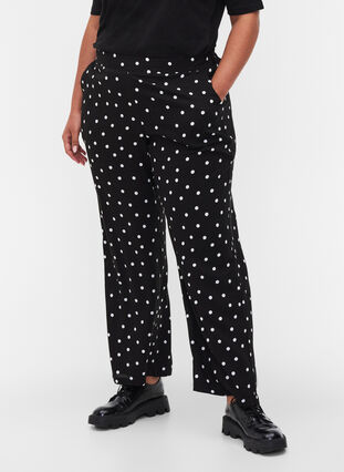 Lose viscose pants with paisley print, Black Dot, Model image number 2