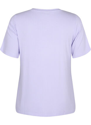 T-shirt in viscose with rib structure, Lavender, Packshot image number 1