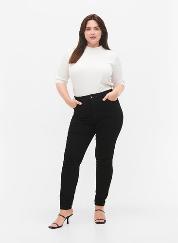Amy jeans with a high waist and super slim fit, Black, Model image number 0