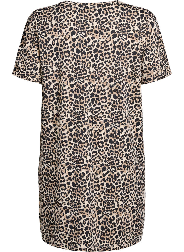 Short T-shirt dress in cotton jersey, Brown, Packshot image number 1