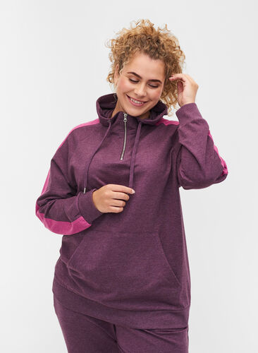 Hooded sweatshirt with zip, Blackberry Wine, Model image number 0