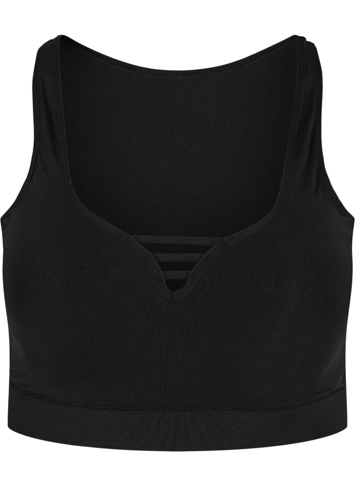 Lightly padded bra with string details, Black, Packshot image number 0