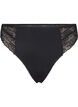 Microfibre G-string with lace, Black, Packshot image number 0