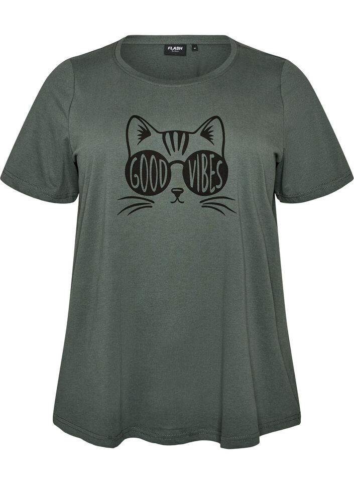 T-shirt with motif, Green, Packshot image number 0