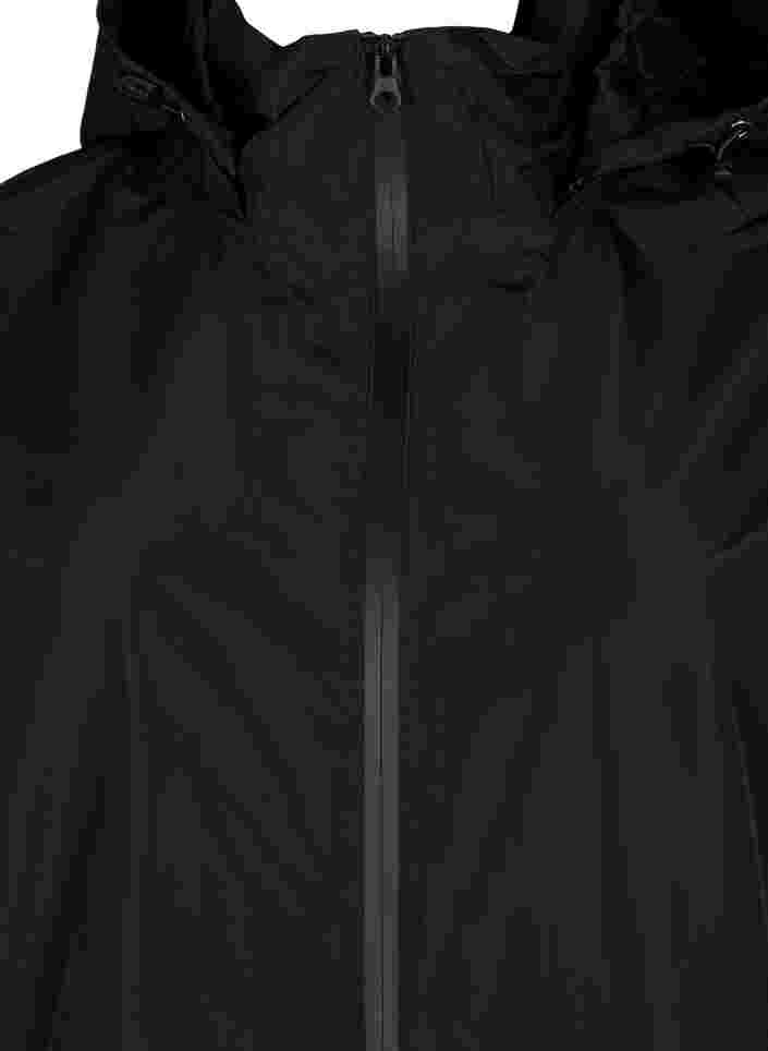Rain jacket with detachable hood and reflectors, Black, Packshot image number 2