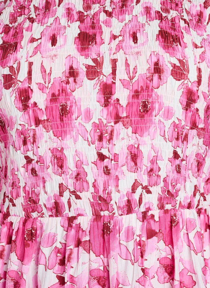 Smocked dress with floral print, Pink, Packshot image number 2