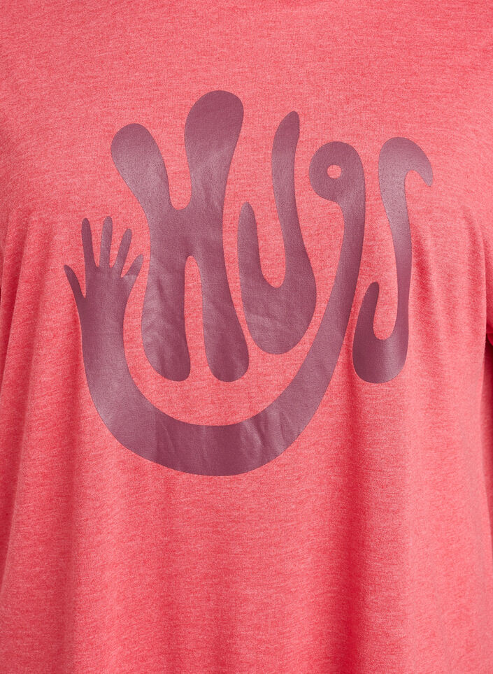 Short sleeve nightgown with text print, Red, Packshot image number 2