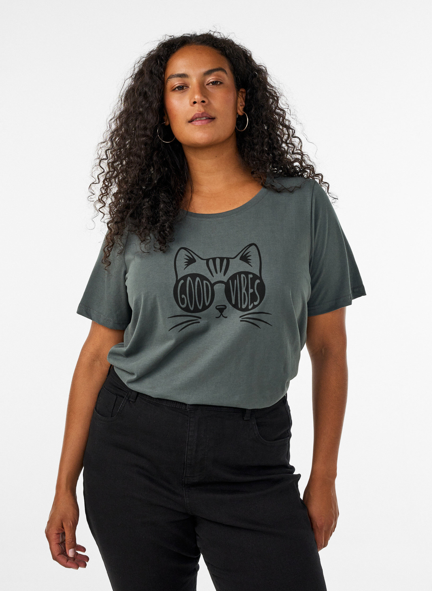 ZizzifashionT-shirt with motif, Green, Model image number 0