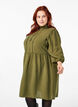Knee-length dress with embroidery and 3/4 sleeves, Winter Moss, Model image number 0
