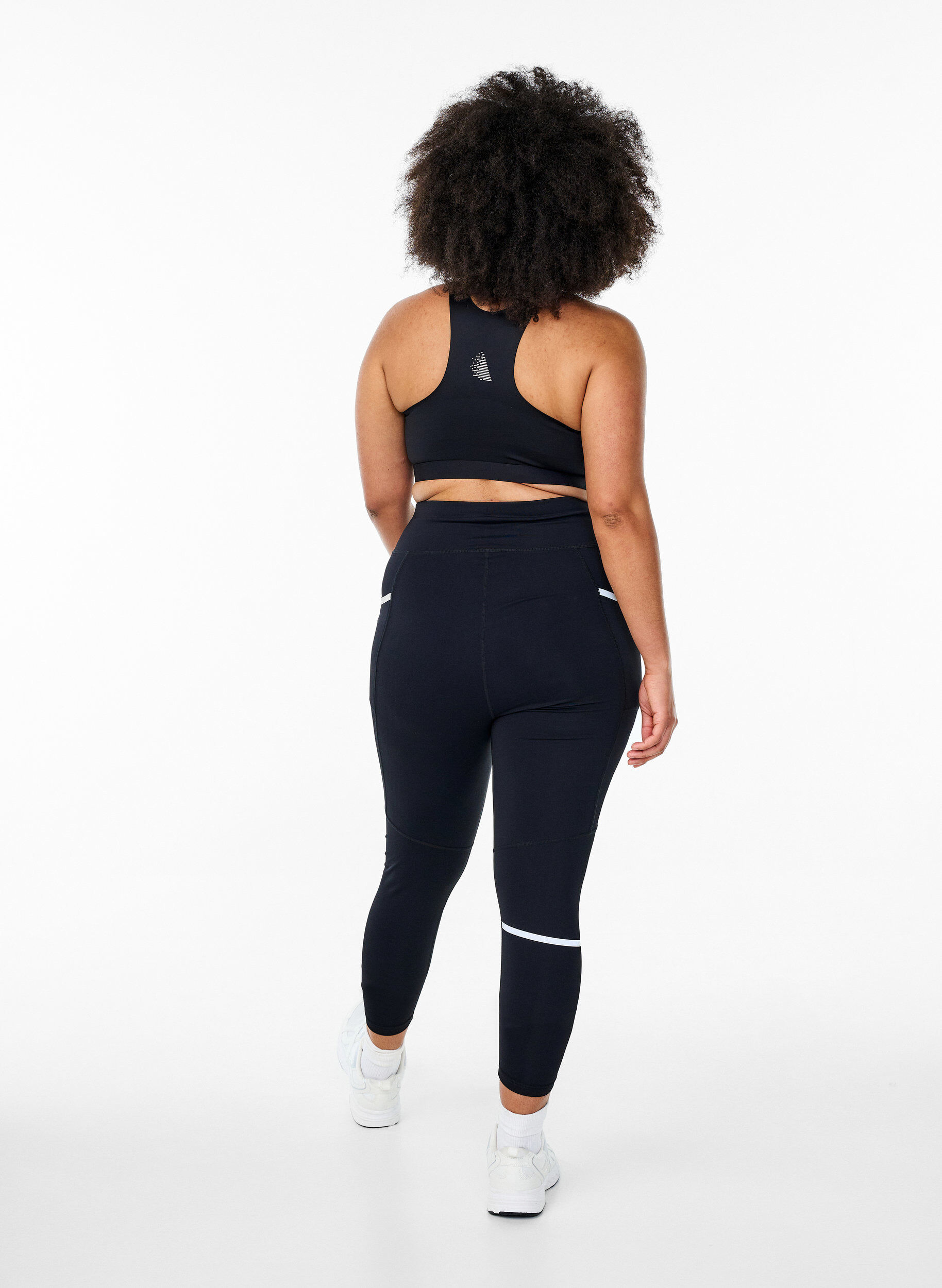 Zizzifashion Running tights with light compression and side pockets, Black, Model image number 2