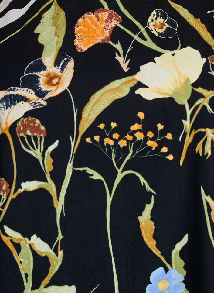 Cotton tunic with a floral print, Black, Packshot image number 2