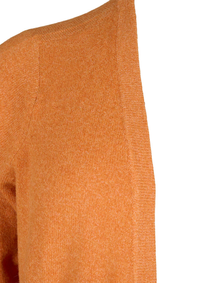 Ribbed Knit Cardigan with Pockets, Orange, Packshot image number 2