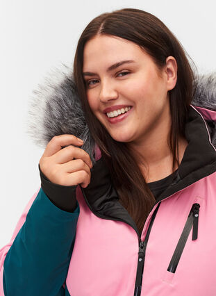 Ski jacket with detachable hood, Sea Pink Comb, Model image number 3