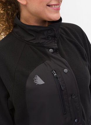 Sports fleece jacket with high neck and pockets, Black, Model image number 2