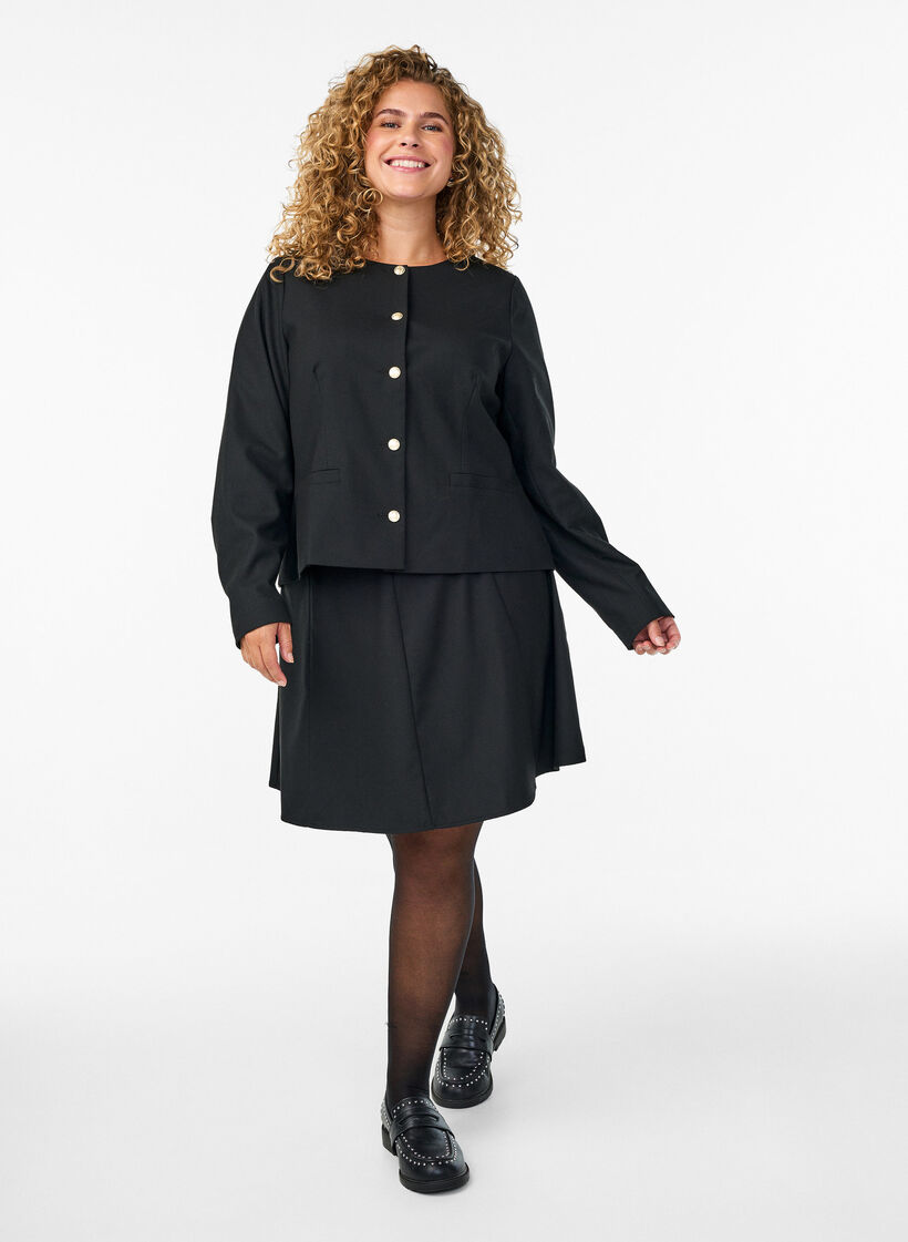 Short A-line skirt, Black, Model image number 1