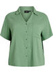 Cotton muslin blouse with short sleeves, Green, Packshot image number 0