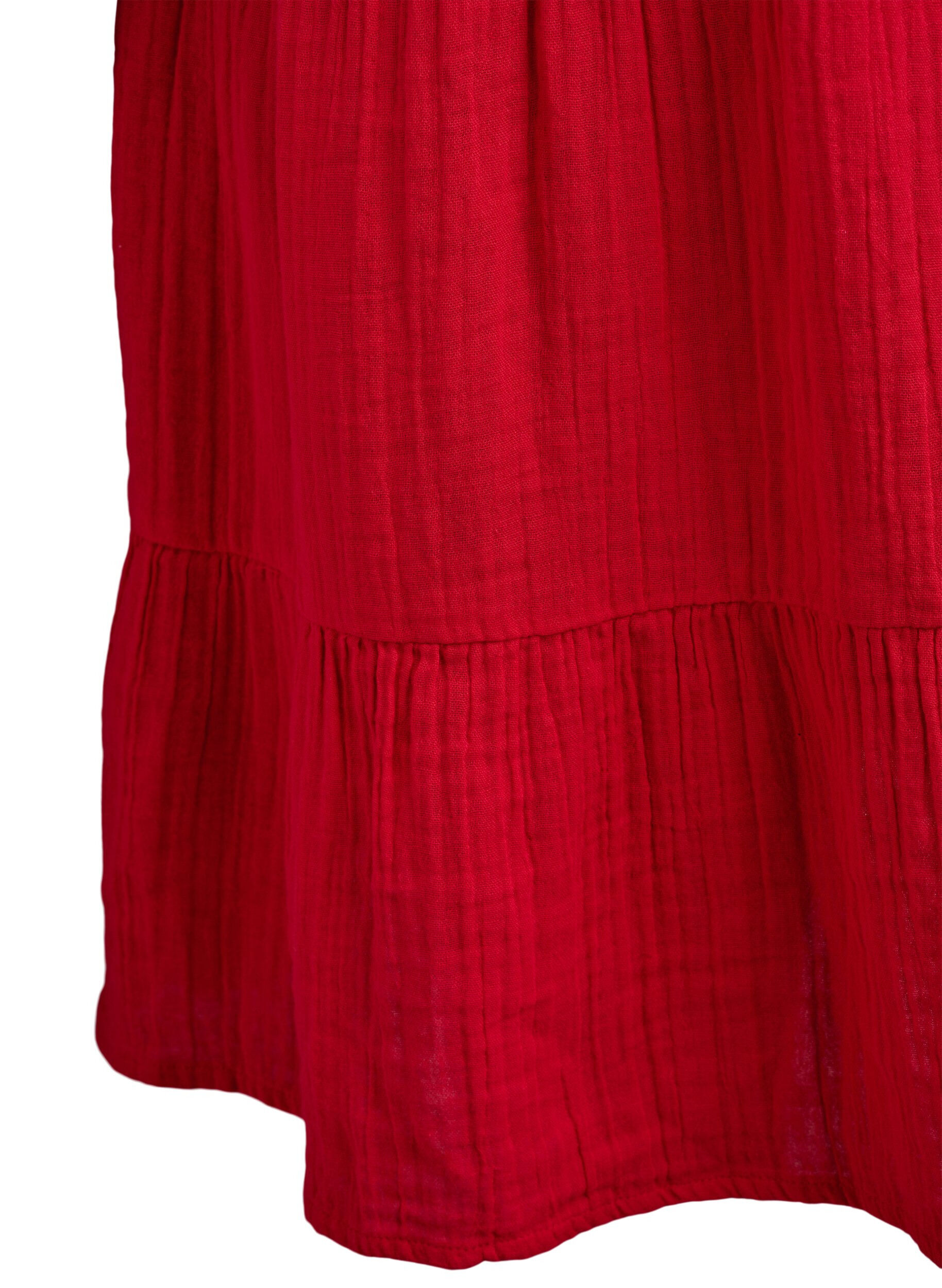 Zizzifashion Short A-line dress in cotton muslin, Red, Packshot image number 3
