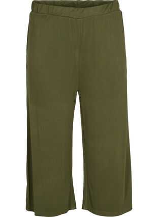 Cropped pyjama bottoms in viscose, Ivy Green, Packshot image number 0