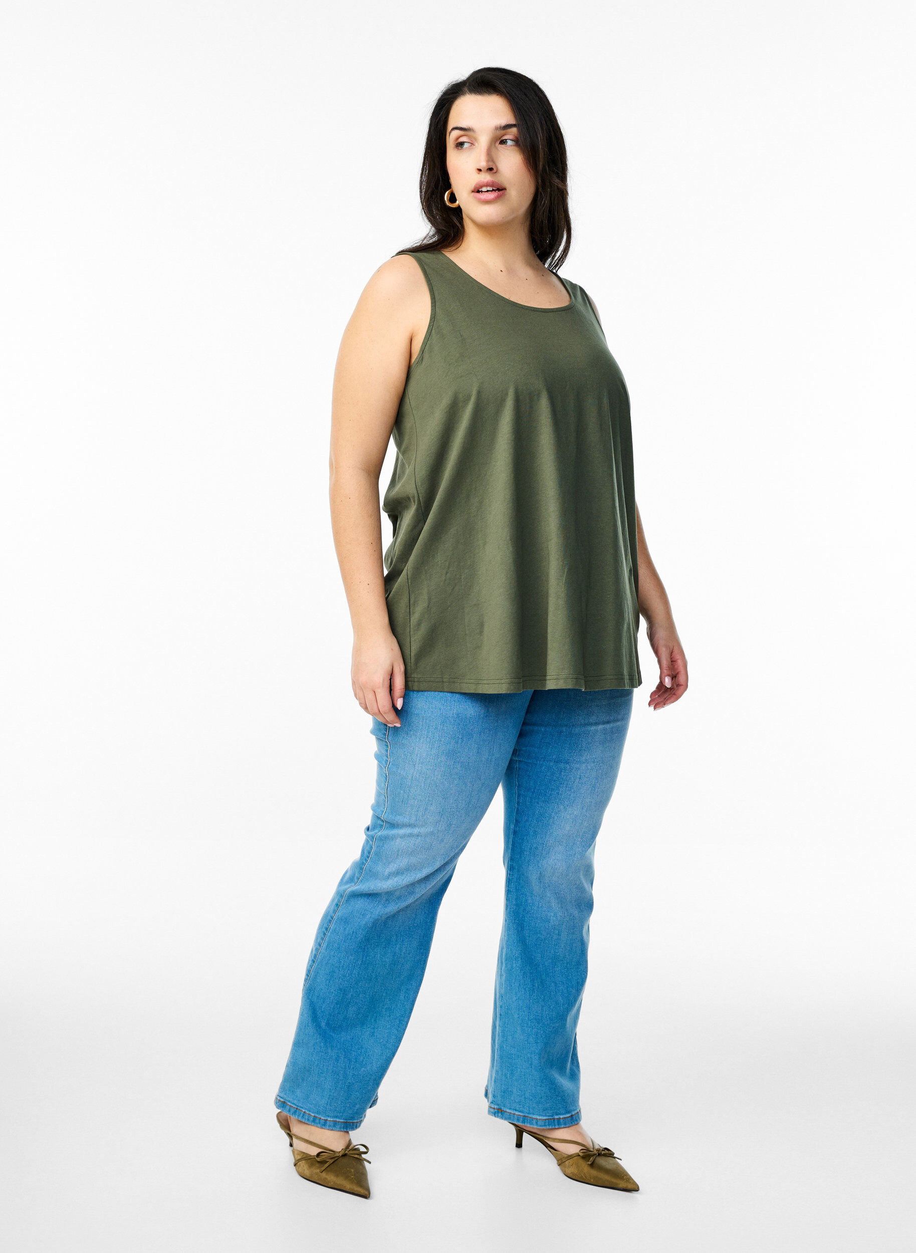 ZizzifashionCotton top with a-shape, Green, Model image number 1