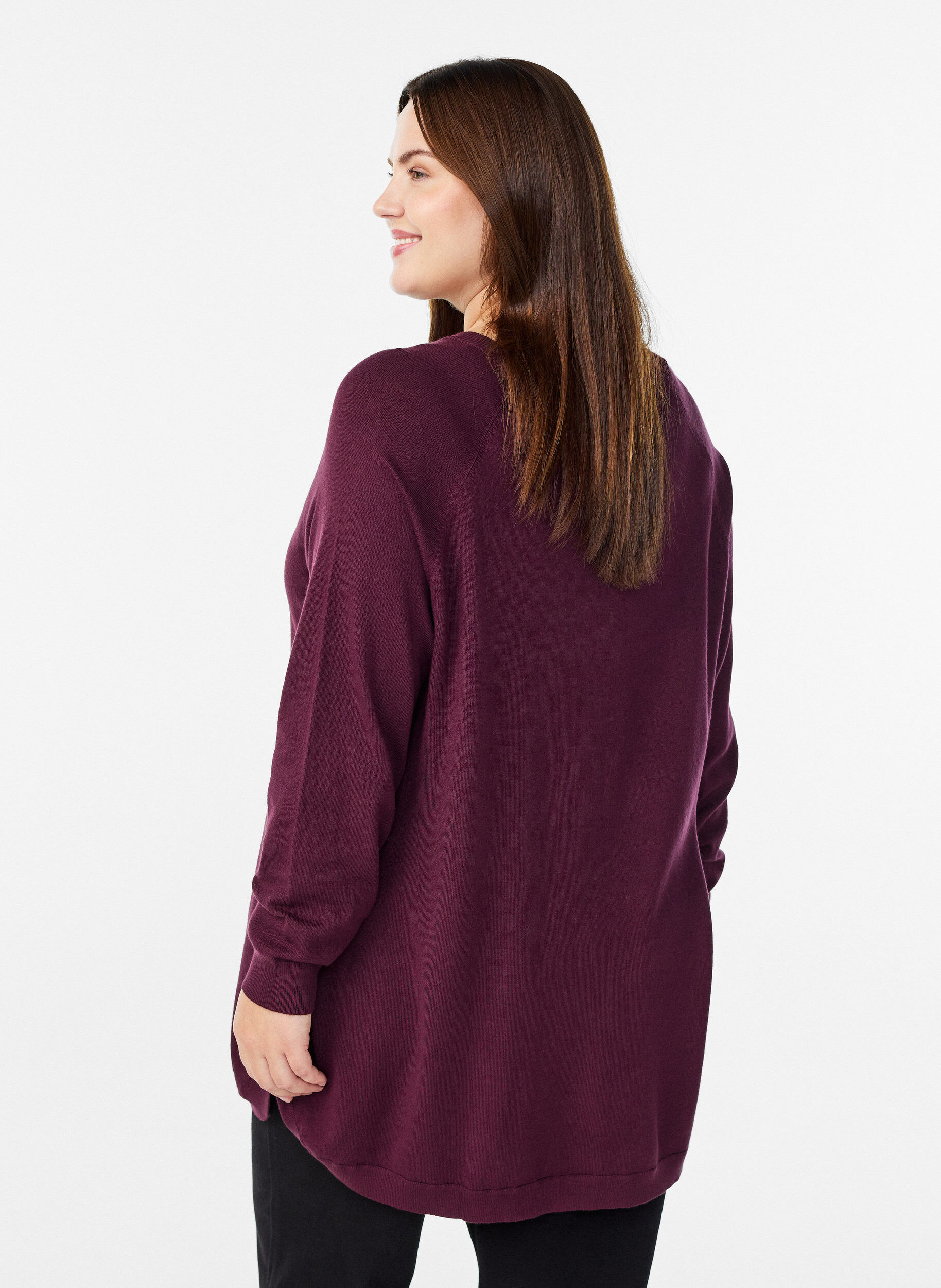 ZizzifashionKnitted blouse with side buttons, Red, Model image number 2