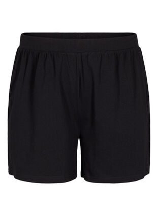 Loose pyjama shorts in cotton blend, Black, Packshot image number 0