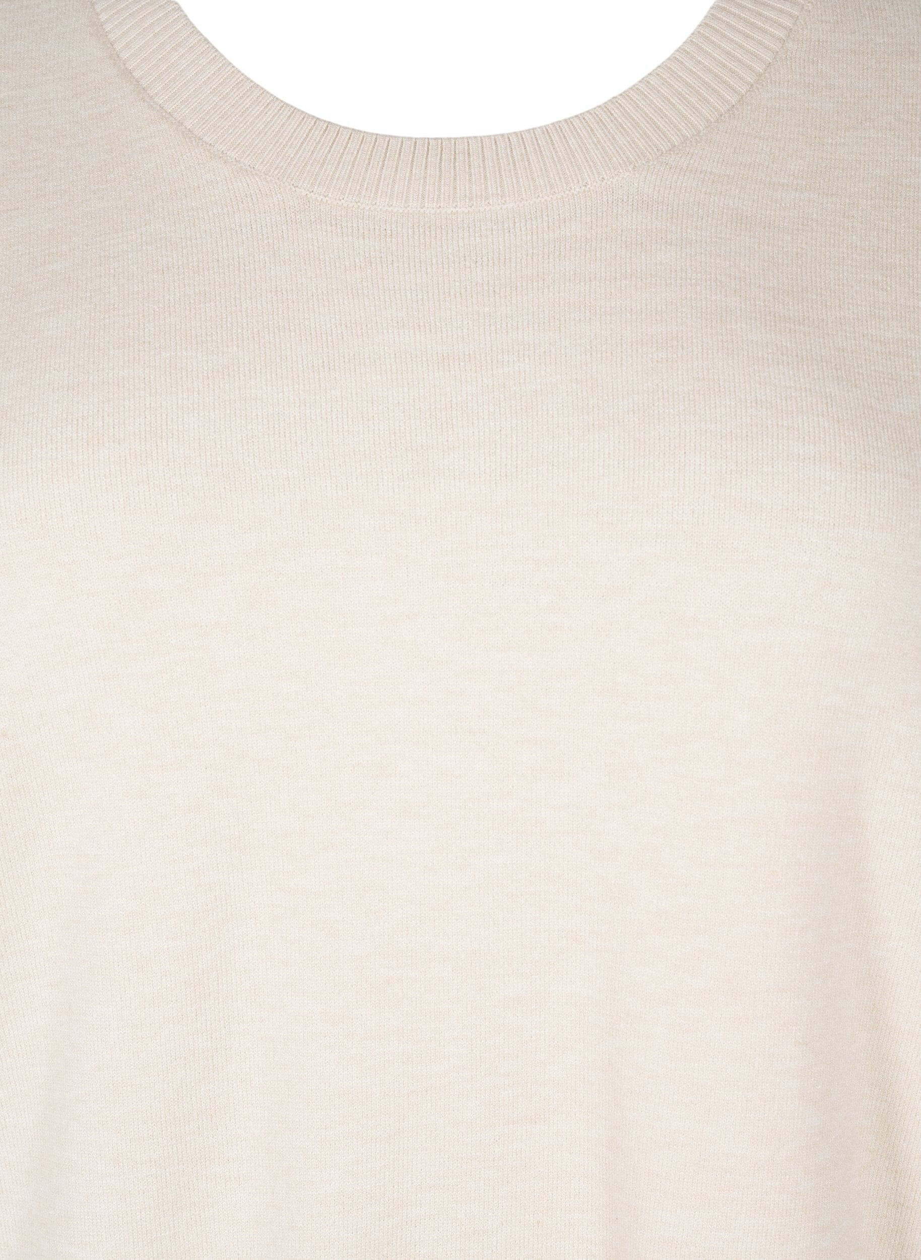 Zizzifashion FLASH - Knitted blouse with a round neck, Beige, Packshot image number 2
