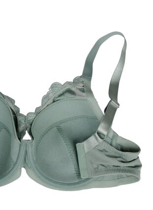 Padded underwire bra with embroidery, Iceberg Green, Packshot image number 3