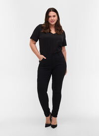 Slim fit trousers with pockets, Black, Model