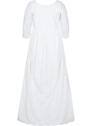Lace wedding dress with 3/4 sleeves, Star White, Packshot image number 1