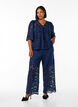 Lace trousers with a high waist and pockets, Blue, Model image number 0