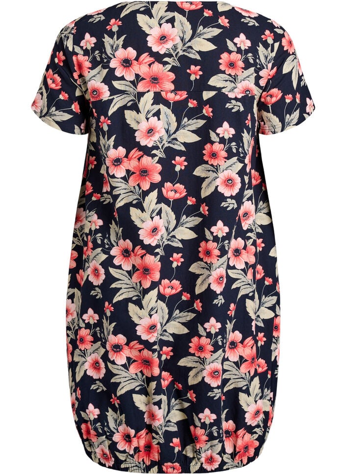 Short-sleeved cotton dress with print, Blue, Packshot image number 1