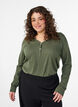 FLASH - Long-sleeved t-shirt with V-neck and buttons, Green, Model image number 0