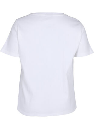 Cotton t-shirt with rib structure, Bright White, Packshot image number 1